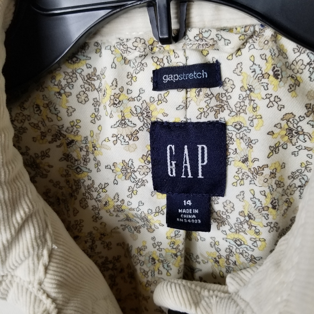 Vtg GAP Corduroy Stretch Calico Floral Lined Blazer Jacket Cream Sz 14 (Meduim) - Picture 8 of 16